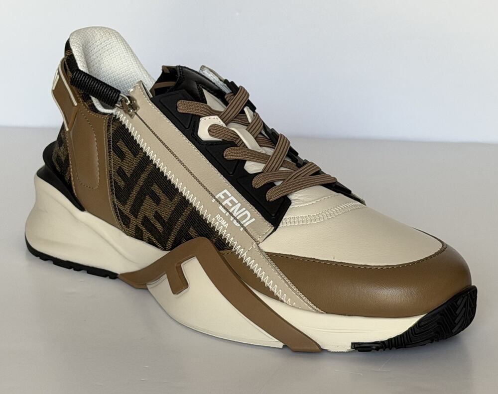 Fendi Flow FF Logo Sneakers Brown/Beige Men 12 US (11 Fendi) 7E1392 NIB $995